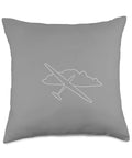 Plane Lover Throw Pillow For Aviation Fans with glider motif on gray fabric, ideal gift for pilots and enthusiasts.
