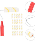 No Sweat Pro Level Mini Paint Roller Brush Kit For Detail Trimming Door Frames Baseboards And Walls Super Smooth Finish Easy Grip Design, including roller and interchangeable heads.