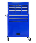 Badass 8 Drawer Rolling Tool Chest Modular Detachable Design Heavy Duty Workhorse For Garage Shop And Mechanic Large Capacity Storage Cabinet With Multiple Compartments For Professional Use front view blue cabinet on wheels