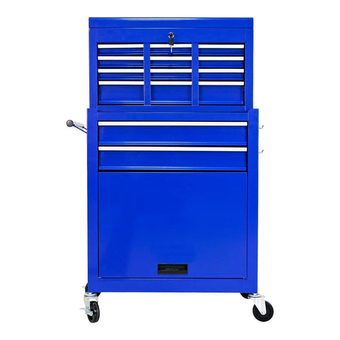 Badass 8 Drawer Rolling Tool Chest Modular Detachable Design Heavy Duty Workhorse For Garage Shop And Mechanic Large Capacity Storage Cabinet With Multiple Compartments For Professional Use front view blue cabinet on wheels