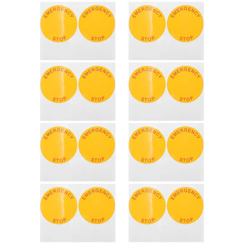 Emergency Stop Sign Stickers For Industrial Machinery 2.44 Inch Self Adhesive Labels 8 Pack High Visibility Safety Decals