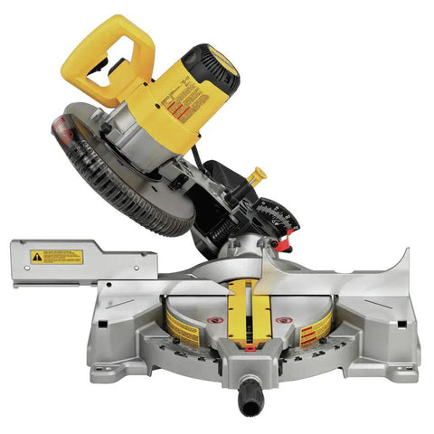 10 Inch Compound Miter Saw With Single Bevel And 15 Amp Motor, 14 Positive Stops, Precise Miter System, Machined Base Fence, Tall Sliding Fence For Four And A Quarter Inch Base, Bevels From Zero To Forty Eight Degrees Left, Built For Clean, Accurate Cuts