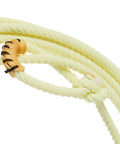 Close-up of Fast Back Edge Calf Rope With Extra Soft Lay 29 Foot Roping Rope Four Strands Low Stretch Weather Ready Durable Calf Rope