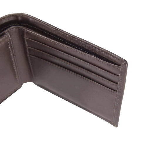 Premium Full Grain Leather Men Passcase Wallet With A Rich Oil Tan Shell And Soft Cotton Duck Lining Crafted For Hardcore Daily Grinds And Completely Reliable Carry inside view showing six card slots.