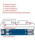 Wiring diagram of Heavy Duty Ten Pack Two Series BMS Lithium Battery Protection Board For 18650 Cells with battery connections.