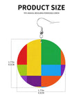 Chic Colorful Grid Print Dangle Earrings For Women Totally Lightweight Silver Plated Ear Hooks Hella Safe For Sensitive Ears Soft PVC Leather Style For Daily Wear Or Night Out with size details.