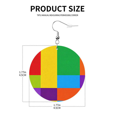 Chic Colorful Grid Print Dangle Earrings For Women Totally Lightweight Silver Plated Ear Hooks Hella Safe For Sensitive Ears Soft PVC Leather Style For Daily Wear Or Night Out with size details.