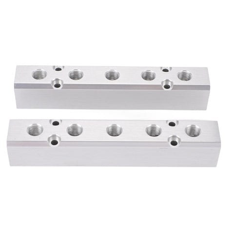 Five Way Seven Port Air Manifold With One Quarter Inch NPT Output And One Half Inch NPT Supply Port Aluminum Alloy Pneumatic Distribution Block