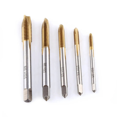 Grab This Premium M8 Metric HSS Thread Tap Kit With Forward Chip Ejection And Hard Coating For Rugged Repair Jobs And Serious Cutting Tasks That Need Top Tier Durability And Precision In Every Single Screw Operation, five-piece tap set