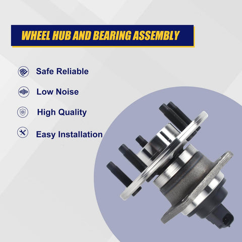 Rear Wheel Hub Bearing Assembly 512003 Compatible with Cadillac Allante, showing 5-lug hub with ABS, safe and easy installation