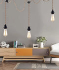 Three Light Plug In Pendant Fixture Built Different Hemp Rope Wire Hanging Lamp Fly Setup For Kitchen Island Living Room Decor, modern home setting
