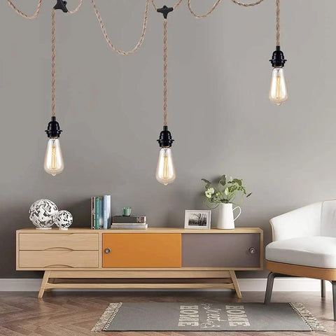 Three Light Plug In Pendant Fixture Built Different Hemp Rope Wire Hanging Lamp Fly Setup For Kitchen Island Living Room Decor, modern home setting