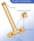 Well Water Pressure Tank Tee Kit with 40-60 Psi Switch, 100 Psi Gauge, relief and drain valves, shown with brass pipe connectors.