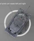 Two Point Four Gigahertz Mini RC Tank Toy With LED Lights Rotating Turret One To Sixty Four Scale Off Road Grippy Tracks