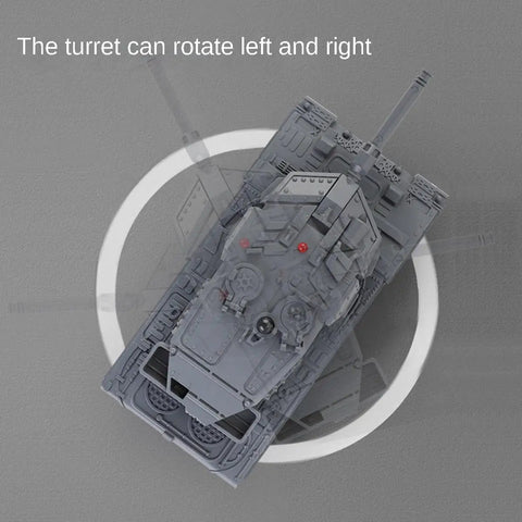 Two Point Four Gigahertz Mini RC Tank Toy With LED Lights Rotating Turret One To Sixty Four Scale Off Road Grippy Tracks