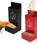 No Sweat Auto Fill Metal Chicken Grit Feeder Slick Oyster Shell Dispenser With Tight Lid for easy daily feeding.