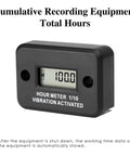Vibration Induction Digital Hour Meter Self Powered Gauge IP68 Waterproof for Air Compressors Mini Tractors Snow Blowers No Wiring Instant Start Cumulative Run Time 0 to 99999 Hours High Precision 0.1 Hour Accuracy Black digital display