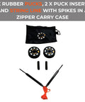 Two-Way Putting Alignment System For Golf Training Indoor And Outdoor Practice Tool includes pucks, string line, and case