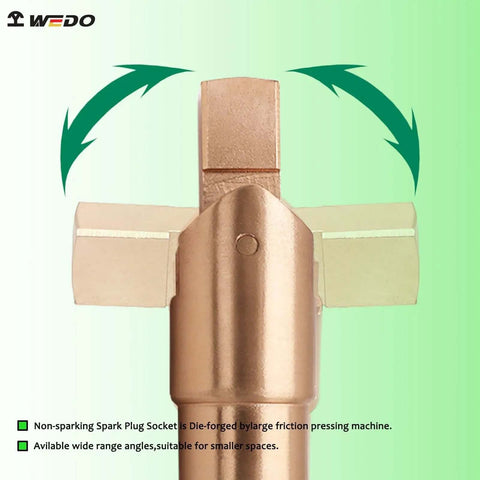 Non-sparking socket head view showing flexible angles for tight spaces in the 27 Piece Beryllium Copper Socket Set Featuring Three Quarter Inch Drive Ratchet And Flex Ball Joint T Handle Wrench Kit For Hot Industrial Sites Top Shelf And Totally Non Magnetic Tool Kit.