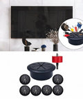 Black TV Cord Hider Kit With 2-38 Inch Cable Concealer And Grommet For Conference Tables, Easy Wire Tidy Setup To Hide Messy Cords And Keep Your Space Sleek And Super Clean Today. Black PP cable grommet set with saw tool and 6cm openings