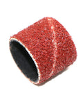 Close-up of a 320 grit heavier abrasive paper sanding drum for Dremel tools, part of 50 Piece Heavy Duty Sanding Bands set.
