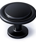 Matte Black Round Euro Style Cabinet Knobs One And One Quarter Inch 30 Pack, close-up of round cabinet knob