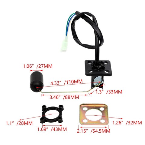 Fuel Tank Sensor Float Kit With 3 Pin Connector For GY6 50cc 125cc 150cc Scooters Mopeds And ATVs Fits TaoTao Jonway Roketa And Engines