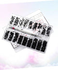 Handy Dandy Miniature Hardware Screw Set With Countersunk Round Heads And Solid Carbon Steel Build Perfect For Eyeglass Watch Repair Handyman Projects Smooth Operator Toolkit Neat Storage Box Included, showing organized black screws and a precision screwdriver.