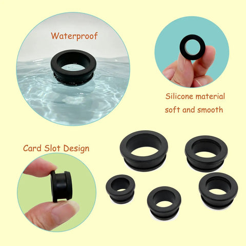 35 Piece Top Hat Rubber Grommet Kit Built Tough Five Sizes Three Quarter Inch Seven Eighth Inch One Inch One And A Quarter Inch One And A Half Inch Silicone High Temp Flame Resistant Grommets For Wiring Firewall Holes Cable Bushing And Irrigation, waterproof silicone grommets