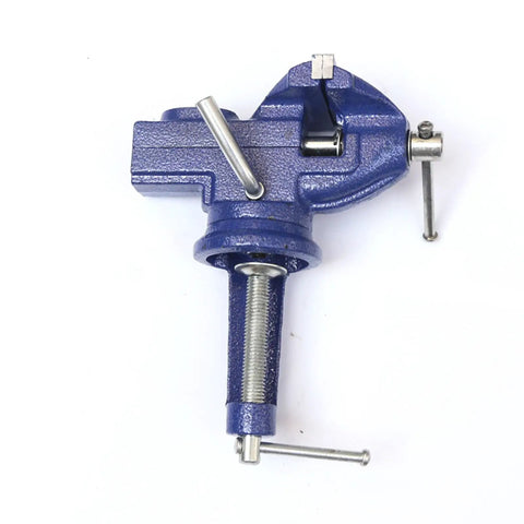 Compact Table Vise For Small Wood And Metal Projects 50mm Clamp Width Handy Clamp Tool For Hobbyists Quick Secure Holding No Fuss Craft And Workshop Helper For DIY Woodworking, blue metal side view