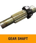 Professional Grade Three Ton Ratcheting Arbor Press Offering Tough As Nails Case Hardened Ram Epic Flywheel Dynamics And Precision Die Setup For Real Deal Shop Projects And Metal Bending Duties gear shaft with a golden finish and black end fitting.