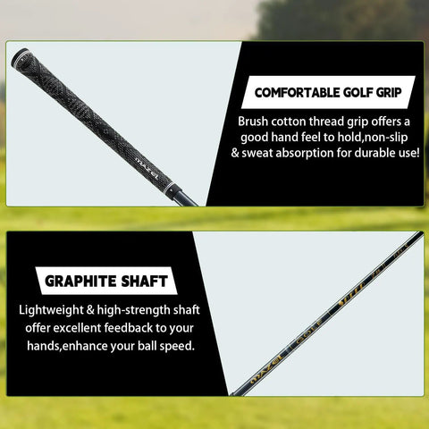 Rescue Hybrid Golf Club For Men 2 Through P Right Handed, grip detail and graphite shaft description