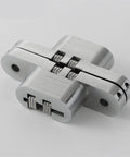 Badass Stainless Steel Hidden Door Hinges With Invisible Concealed Pivot For Cabinet Furniture Hardware Hella Rustproof And Keeping Your Doors Swinging Nice And Tight All Day Long 34X140MM close-up view of stainless steel hinge