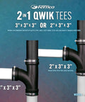 3 Inch Flexible PVC Tee With Optional 2 Inch Reducer Bushing For DWV Cast Iron Steel And Plastic Pipe Connections Built For Quick Drain Waste And Vent Fixes DIY Friendly. 2" x 3" x 3" installed view