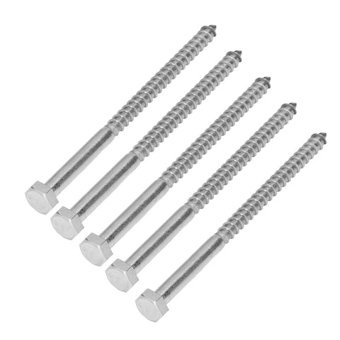 Stainless Steel Half Thread Hex Lag Screws Self Tapping Wood Screws Built Tough Heavy Duty A2-70 For Carpentry And Wooden Structures Set