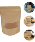 Resealable Kraft Paper Bags With Clear Window For Food Storage And Pantry Organization Pack Of 50 Great For Snacks Bread Treats