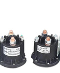 Heavy Duty Forklift Relay Start Switch And Electric Stacker Oil Pump Contactor 12V 24V close-up view of two black relays with terminals.
