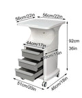 Tough As Nails Mobile Trolley Cart, Smooth Rollin Abs Rolling Storage Caddy with deep drawers and quiet casters, dimensions shown.