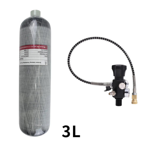 Carbon Fiber Paintball Tank 3L 183ci With Dual Gauge Valve 4500 PSI Lightweight PCP Airgun Charging System Complete Fill Station For Fast Refills And On The Fly Field Play