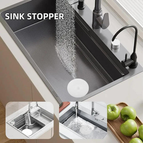 Six Inch Tub Stopper Two Pack Bpa Free Soft Silicone Drain Plug For Bathtub Bathroom Sink Shower Hair Water Blocker in kitchen sink.