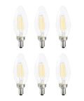 6 pack of LED B10 Light Bulbs 300 Lumens 2700K Soft White Non Dimmable 4.5W Clear Glass Budget Friendly Energy Saving Replacement for 40W Incandescent