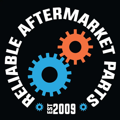 Logo of Reliable Aftermarket Parts with interlocking gears, established 2009.