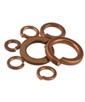 Assorted Copper Split Lock Washers And Flat Washers Set For M3 M4 M5 M6 M8 M10 M12 displayed in circular arrangement