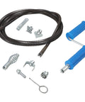 Heavy Duty Steel Drain Snake Flexible Auger Cord Three Meter Spiral Rig With Six Swappable Cutting Heads and accessories.