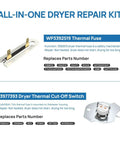 All-in-one dryer repair kit with WP3392519 thermal fuse and 3977393 cut-off switch for Heating Element Replacement For Whirlpool Amana Kenmore Dryers Fits Wed4815ew1 Ned4655ew1 Medx655dw And 110 70 80 Series Dryer Parts Replacement Kit With Easy Install