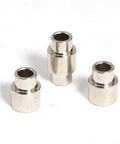 Heavy Duty Bushings For Custom Twist Ballpoint Pen Kits Woodturning Projects, three stainless steel bushings, varying sizes.