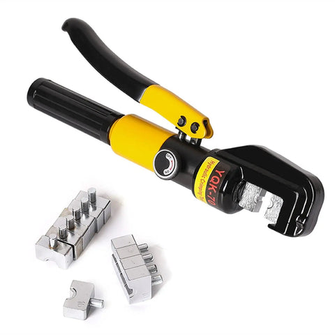 Hydraulic Crimping Tool For Electrical Cables 4 To 70mm, 5-6 Ton Force, 360 Rotating Head Lug Crimper Plier, Compatible With Copper Aluminum PEX PB Fittings, Workhorse Hydraulic Compression Tool For Leak-Proof Joints. with crimp dies
