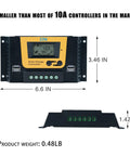 100 Watt Solar Panel Accessory Kit With 20A PWM Charge Controller Mounting Brackets And Cables For RV Camper Marine Boat Off Grid Systems Ready For Quick Setup And Reliable Power 12V Or 24V - 20A PWM charge controller dimensions and weight displayed.