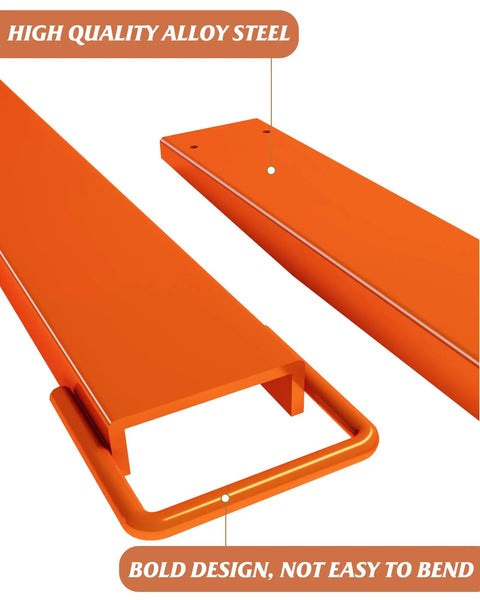 Heavy Duty Steel Fork Extensions For Forklift Trucks, 4.5 Inch Wide Pallet Forks, 96 Inch Length, Orange, 1 Pair