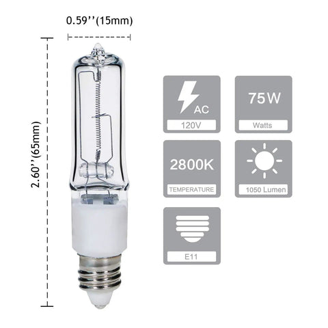 75W Halogen Bulb With E11 Mini Candelabra Base 1050 Lumens Quartz Glass 4 Pack Great For Specialty Lighting In Appliances Ceiling Fans And Accent Lamps For Decorative Fixtures